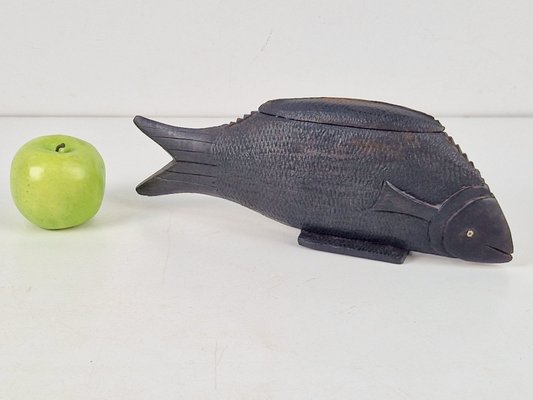 Vintage African Fish in Hand Carved Ebony Wood, 1950s-AXJ-2020503