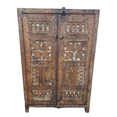 Vintage African Hand Carved Wardrobe-TCS-1721969