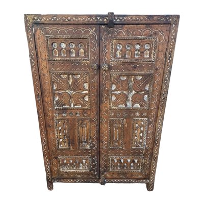 Vintage African Hand Carved Wardrobe-TCS-1721969