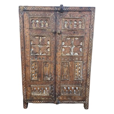 Vintage African Hand Carved Wardrobe-TCS-1721969