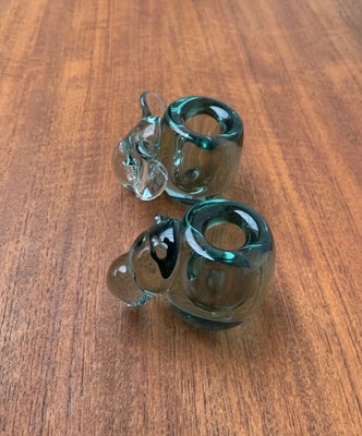 Vintage African Handmade Glass Animal Candle Holder from Ngwenya Glass, Set of 2-UAH-1111227