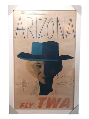 Vintage Airline & Travel Poster Fly Twa Arizona Cowgirl by Austin Buge-TCS-1161232