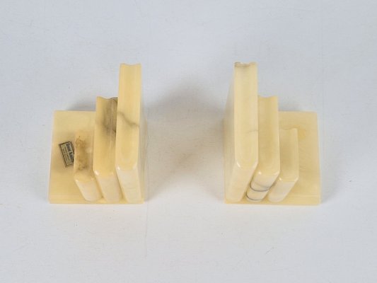 Vintage Alabaster Bookends in Carved Stone, 1970s, Set of 2-AXJ-2020086