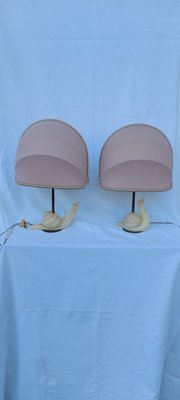 Vintage Alabaster Table Lamps with Snail Design, Set of 2-QLH-821430