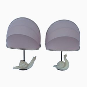 Vintage Alabaster Table Lamps with Snail Design, Set of 2-QLH-821430