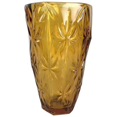 Vintage Amber Glass Vase, 1970s-TZ-828899