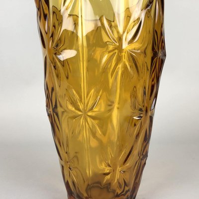 Vintage Amber Glass Vase, 1970s-TZ-828899