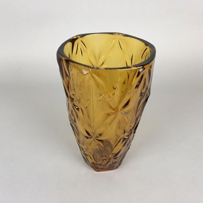 Vintage Amber Glass Vase, 1970s-TZ-828899