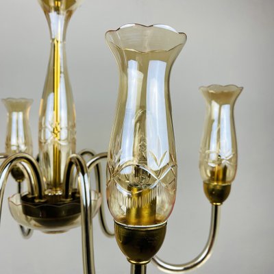 Vintage Amber Murano Chandelier from De Majo, Italy, 1970s-WQC-951838