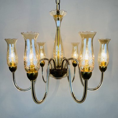 Vintage Amber Murano Chandelier from De Majo, Italy, 1970s-WQC-951838