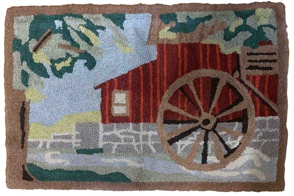 Vintage American Hooked Rug, 1930s-JZV-1187551