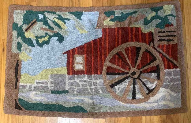 Vintage American Hooked Rug, 1930s-JZV-1187551