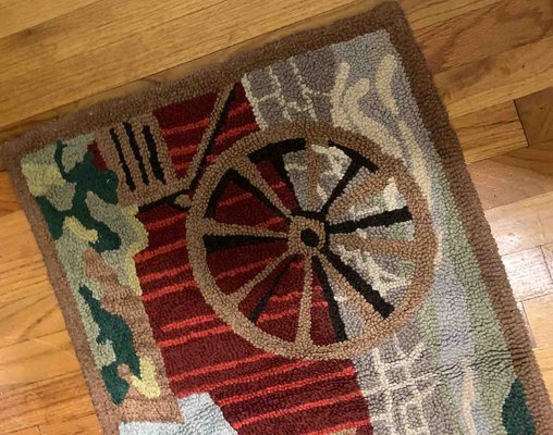 Vintage American Hooked Rug, 1930s-JZV-1187551