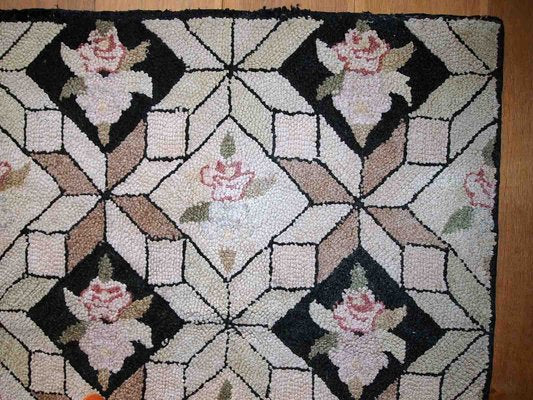 Vintage American Hooked Rug, 1930s-JZV-1148573