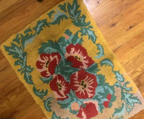 Vintage American Hooked Rug, 1960s-JZV-1187534