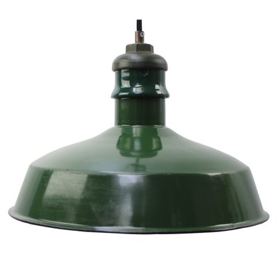 Vintage American Industrial Green Enamel Pendant Light-BLS-1750482