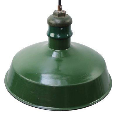 Vintage American Industrial Green Enamel Pendant Light-BLS-1750482