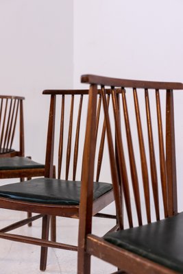 Vintage American Leather and Wood Chairs, Set of 4-RCE-1335492