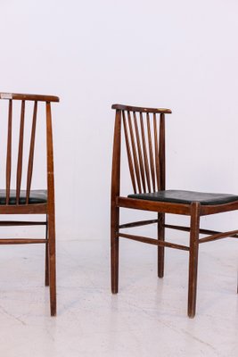 Vintage American Leather and Wood Chairs, Set of 4-RCE-1335492