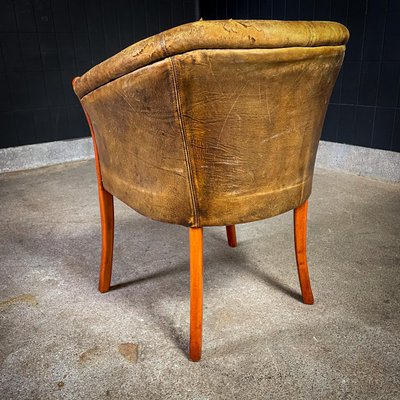 Vintage Antique Style Sheep's Leather Cocktail Armchair-IA-1413985