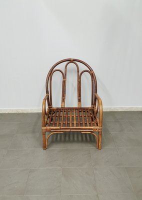 Vintage Armchair in Bamboo & Rattan, Italy, 1960s-ZST-1359772