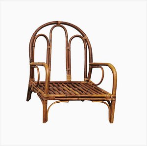 Vintage Armchair in Bamboo & Rattan, Italy, 1960s-ZST-1359772