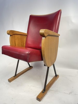 Vintage Armchair in Wood and Leather-GKM-1808141