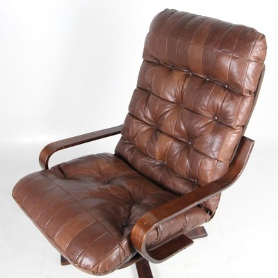 Vintage Armchair in Wood and Leather, 1970s-DSC-1767885