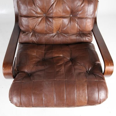 Vintage Armchair in Wood and Leather, 1970s-DSC-1767885