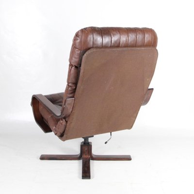 Vintage Armchair in Wood and Leather, 1970s-DSC-1767885