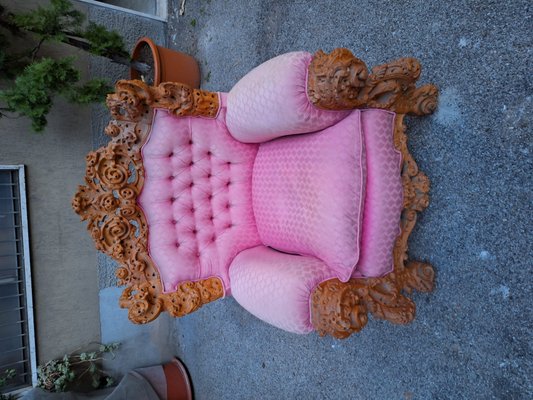 Vintage Armchair with Urano Palma Pink Fabric, 1980s-OHK-2020730