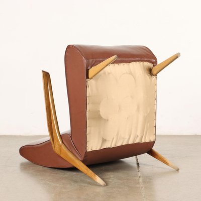 Vintage Armchair with Wood Spring Padding Leatherette, 1950s-VMM-2021999