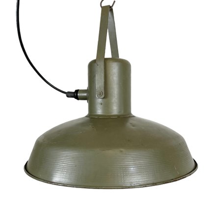 Vintage Army Pendant Lamp in Green Iron, 1960s-CGF-1299773