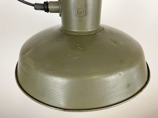 Vintage Army Pendant Lamp in Green Iron, 1960s-CGF-1299773