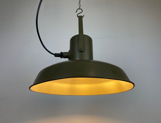 Vintage Army Pendant Lamp in Green Iron, 1960s-CGF-1299773