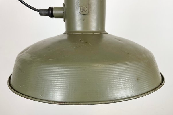 Vintage Army Pendant Lamp in Green Iron, 1960s-CGF-1299773