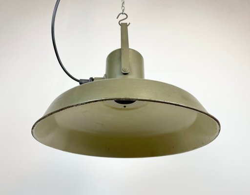 Vintage Army Pendant Lamp in Green Iron, 1960s-CGF-1299773