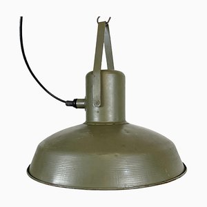 Vintage Army Pendant Lamp in Green Iron, 1960s-CGF-1299773