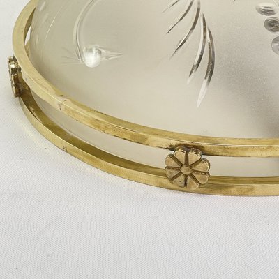 Vintage Art Deco Brass Plafoniere Ceiling Lamp-JUZ-938421