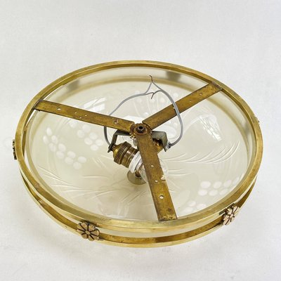 Vintage Art Deco Brass Plafoniere Ceiling Lamp-JUZ-938421