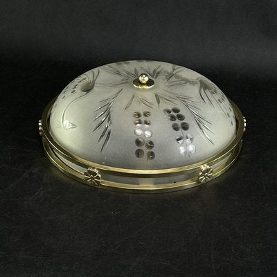 Vintage Art Deco Brass Plafoniere Ceiling Lamp-JUZ-938421