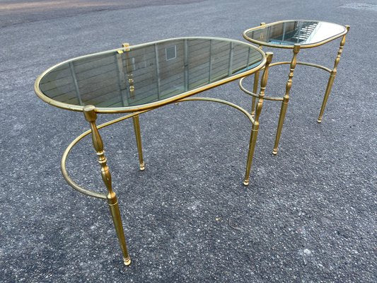 Vintage Art Deco Brass Side Tables, Set of 2-MXB-1240011