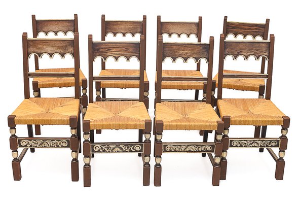 Vintage Art Deco Chairs, 1930s, Set of 8-JCN-1706558