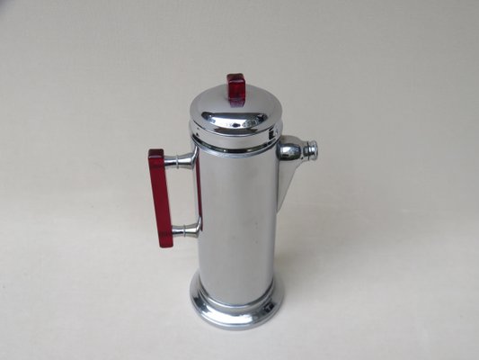 Vintage Art Deco Chrome-Plated, Red Catalin & Stainless Chrome Shaker-EY-655914