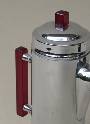 Vintage Art Deco Chrome-Plated, Red Catalin & Stainless Chrome Shaker-EY-655914