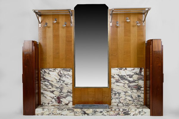 Vintage Art Deco Hall Cabinet in Marble and Mahogany, 1920s-XNH-1804456