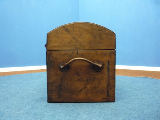 Vintage Art Deco Leather and Wood Chest-UG-1804408