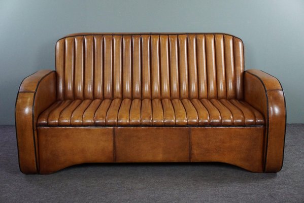 Vintage Art Deco Leather Sofa-HPP-1718842