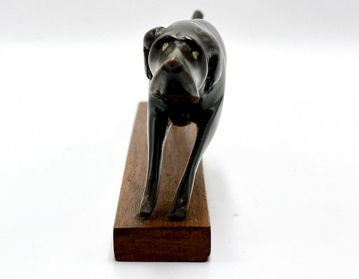 Vintage Art Deco Style Carved Hunting Dog Figurine, 1950s-ZCY-1736836