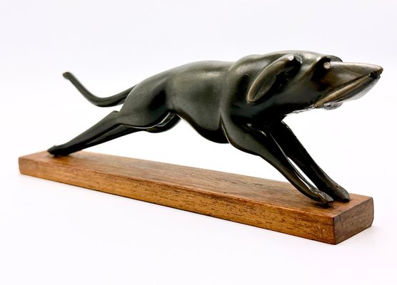 Vintage Art Deco Style Carved Hunting Dog Figurine, 1950s-ZCY-1736836